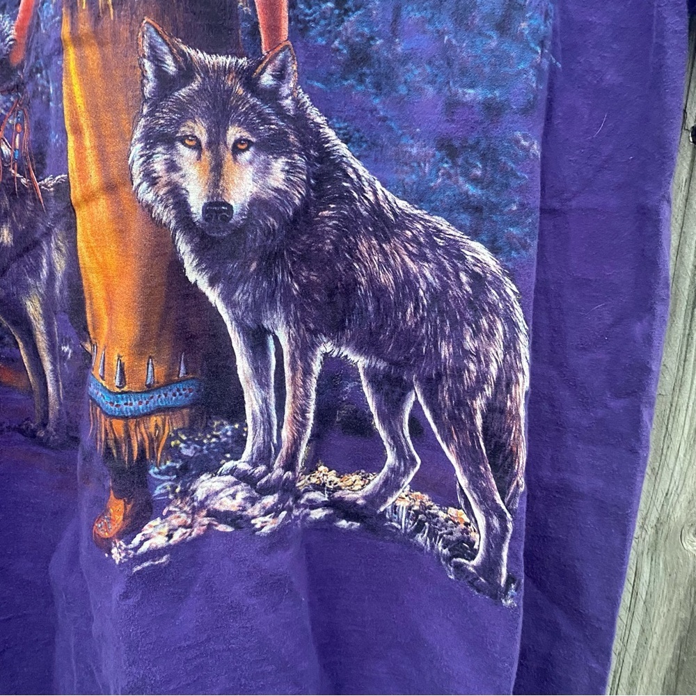 Wolf Eagle Nature Graphic Hanes T-Shirt Mens Large Purple - Picture 4 of 6